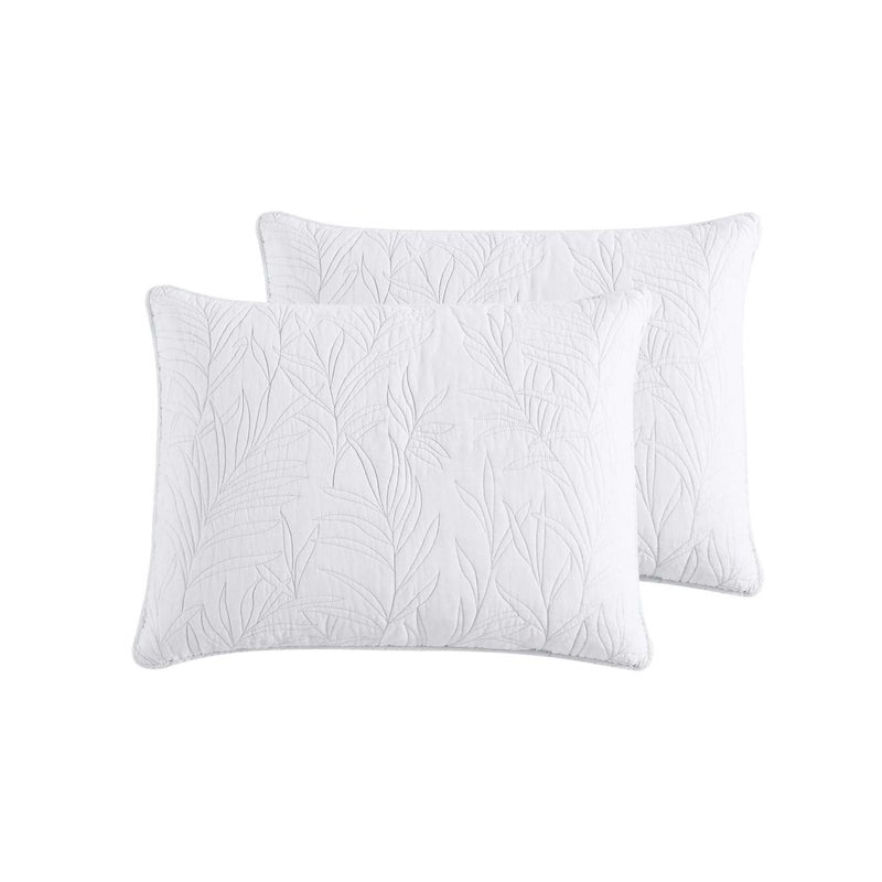 Tommy Bahama - 2 Piece Standard Sham Set, Cotton Bedding with Envelope Closure, Pre-Washed for Added Softness (Costa Sera White, 21x27) - Image 1
